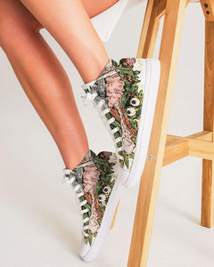 Woman wearing 7 Fiends Mr. Medicinal Hightop Canvas Sneakers